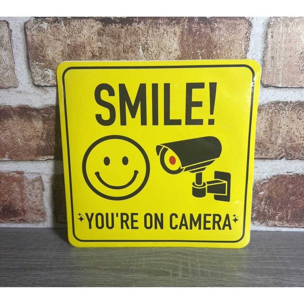 Smile‎ You're On Camera Security Warning Sticker Yellow Surveillance Decal